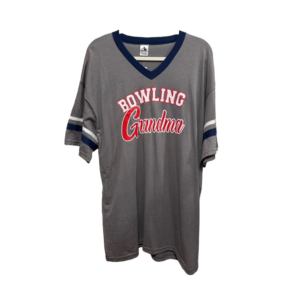 Custom Bowling Grandma Graphic T-Shirt Gray Women's Size 2X NWT New